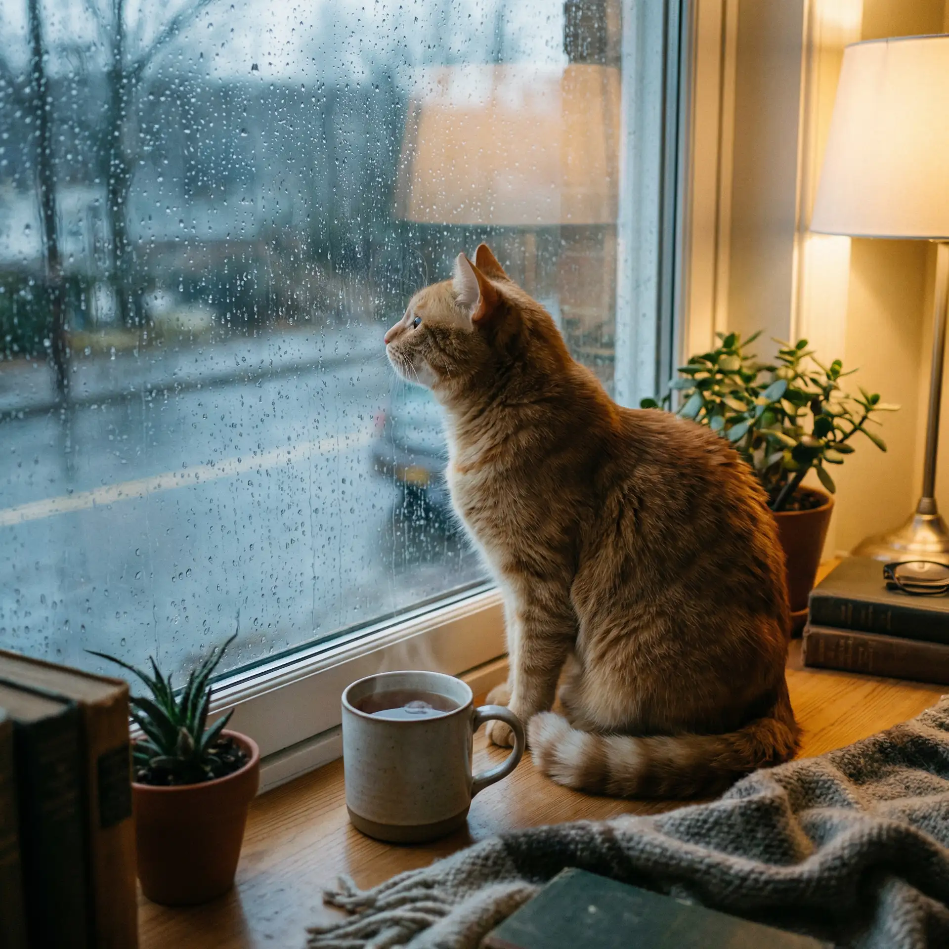 猫咪望着窗外的雨 - 免费漫画网站